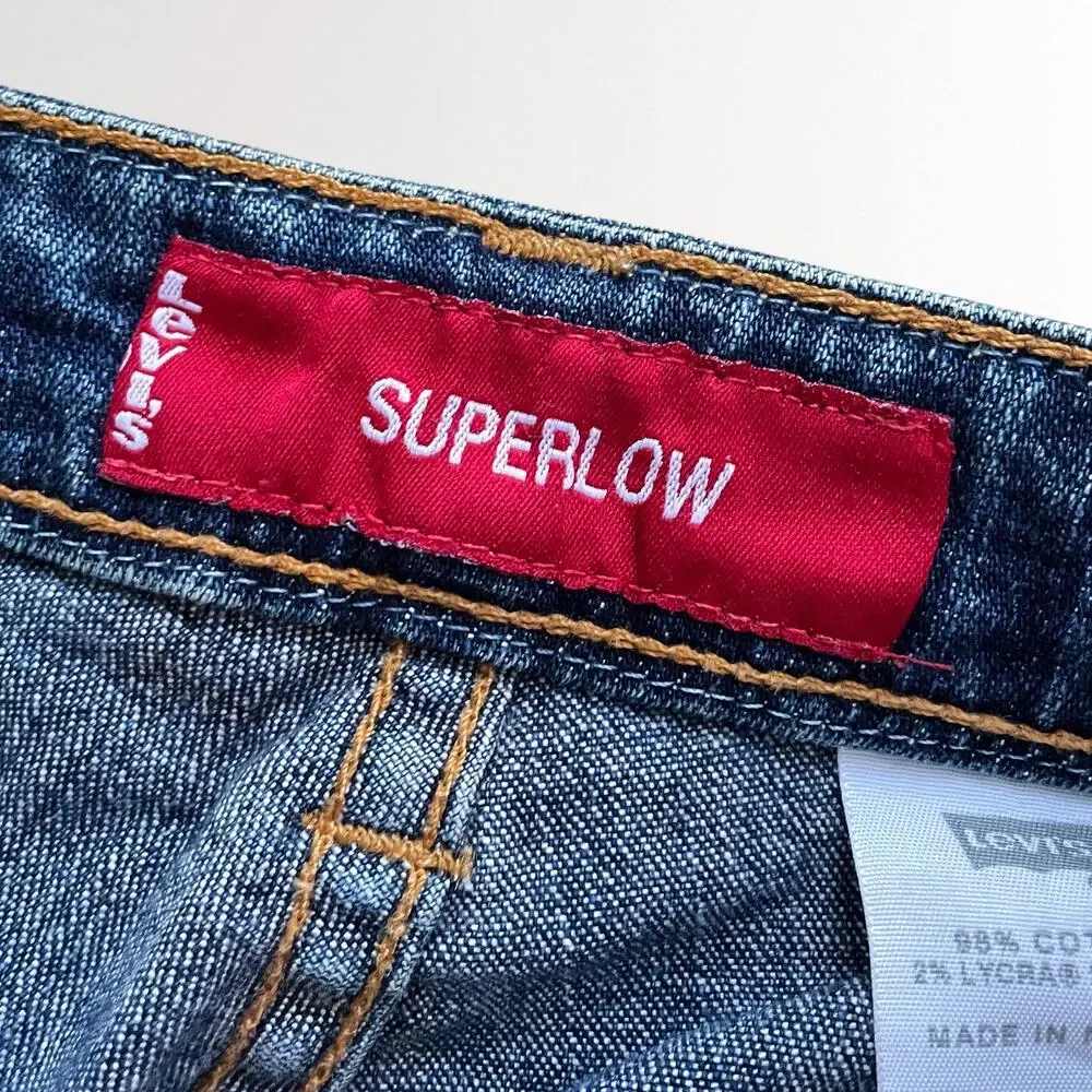 Vintage Levis Early Y2K Superlow Bootcut Denim Jeans 32x32 Low Rise Blue Grunge - Picture 5 of 12